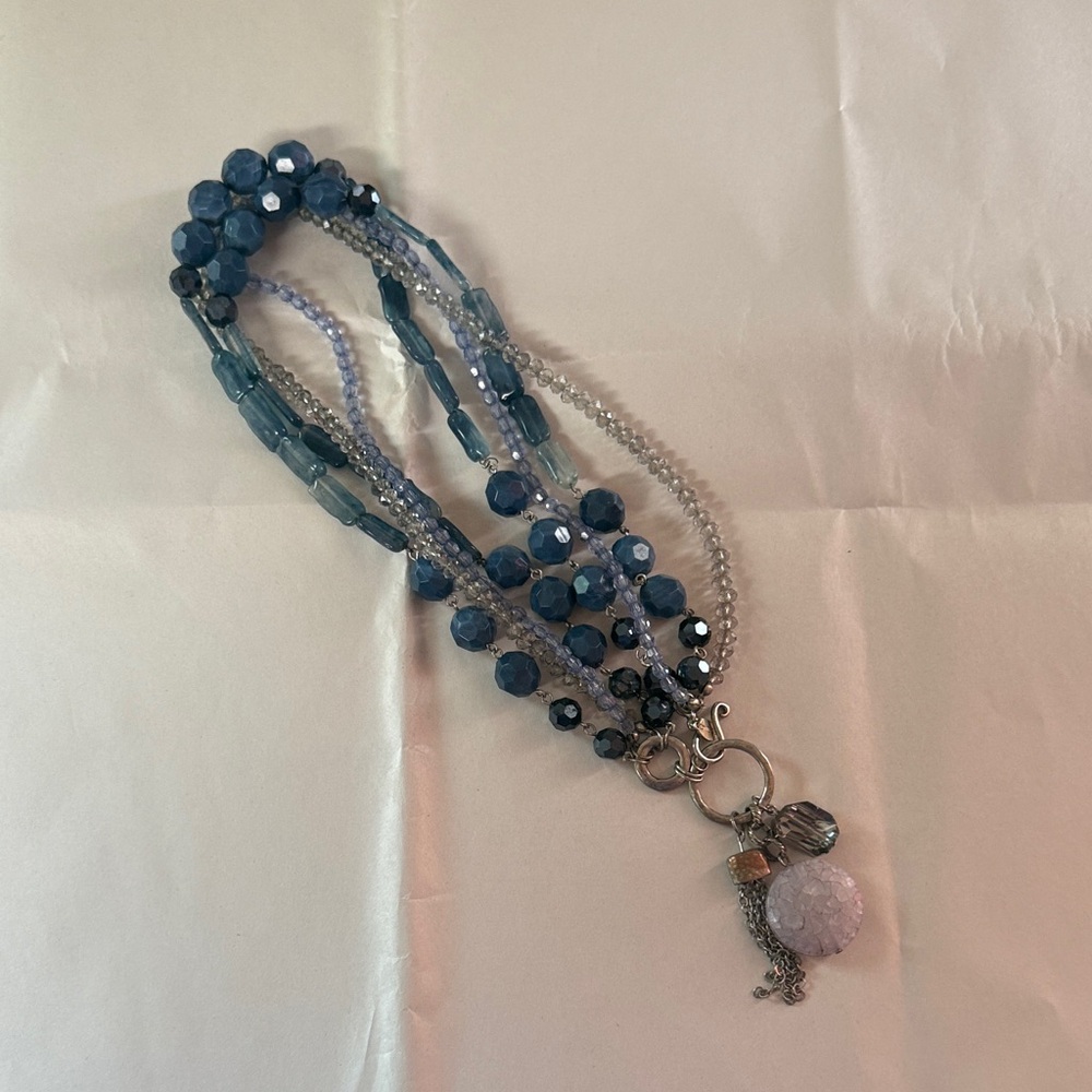 Chico's Elegant Blue Beaded Convertible Necklace
